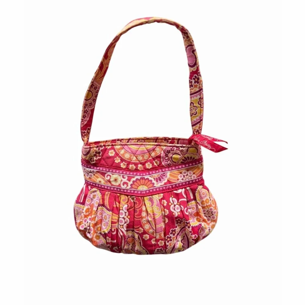 Vera Bradley Hannah Bucket Purse Shoulder Bag Raspberry Fizz Pink Paisley